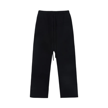 ZODF Fashion 2024 Men Loose Straight Pants Unisex 365gsm Retro Comfortable Sport Solid Drawstring Trousers HY0588