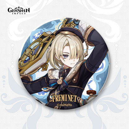 Genshin Impact Fontaine Lynette Lyney Costume Badge Pins Freminet Neuvillette Cosplay Wriothesley Backpack Brooches Kids Gifts