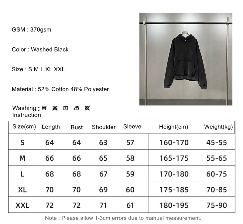 ZODF Retro Winter Washed 370gsm Man's Fleece Hoodie Unisex Distressed Thick Warm Buttons Hooded Pullovers Coats HY1169