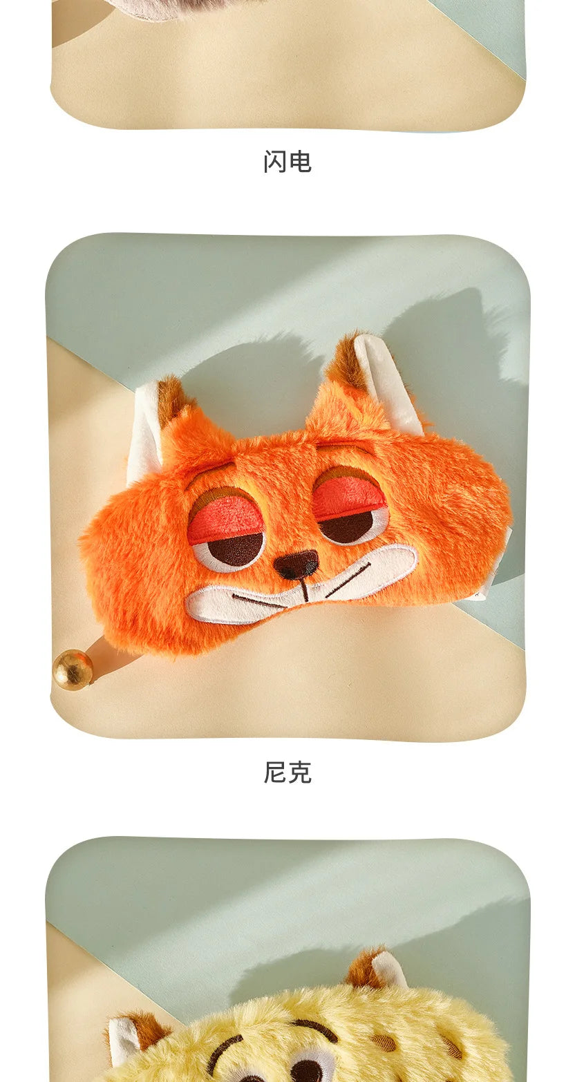 Disney Children's Plush Eye Mask Zootopia Cartoon Design Sleep Sunscreen Napping Mask for Students Cute And Crazy Gift