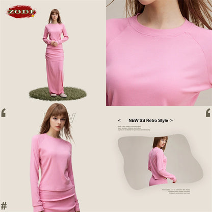 ZODF Sexy Autumn Washed 275gsm Full Sleeve T Shirt For Women Ladies Girls Slim Fit Distressed T-Shirts Tops HY1145