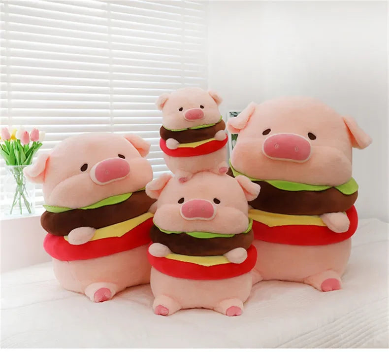 New 50cm Hamburger Pig Plush Toy Fluffty Kawaii Plushie Doll Simulation Pig Doll Anime Cute Stuffed Animals Soft Plush Gift