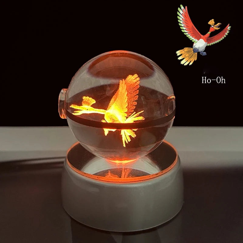 Pokemon 3D Crystal Ball Glastrier Charizard Eternatus Froakie Anime Game Pokeball Led Night Light Base Birthday Gift Home Decora