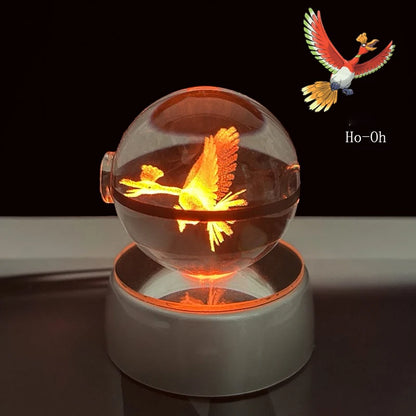 Pokemon 3D Crystal Ball Glastrier Charizard Eternatus Froakie Anime Game Pokeball Led Night Light Base Birthday Gift Home Decora