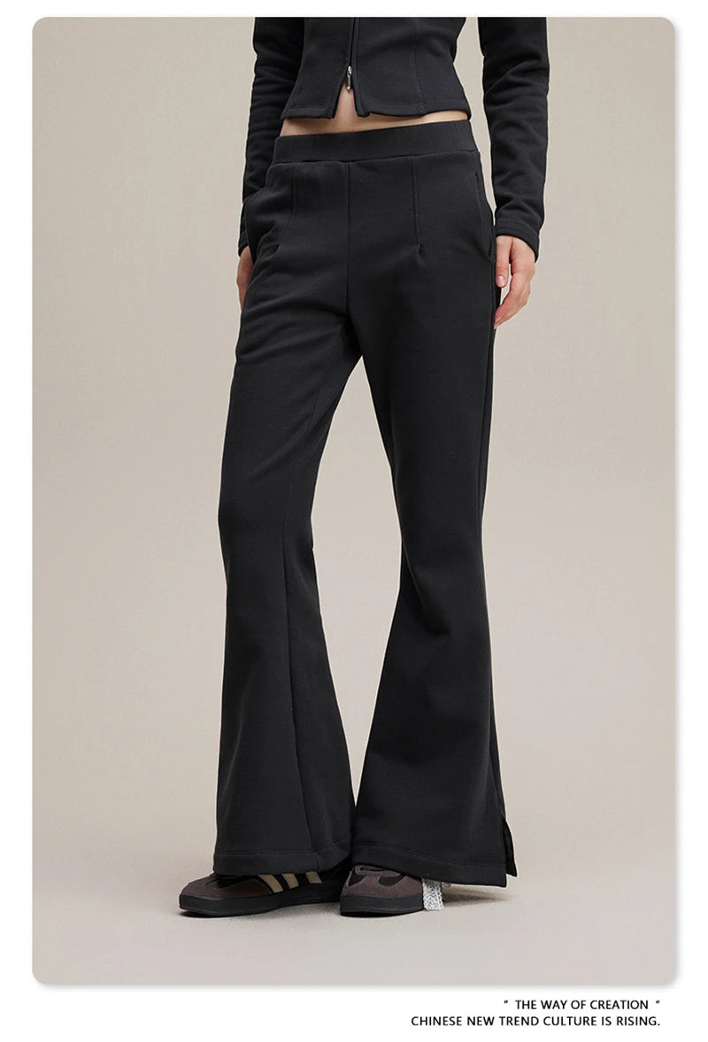 ZODF Women 2025 Autumn Sport Style Flared Pants Girls Female Mousse Muscle Sole Slimming Micro Yoga Trousers HY1095