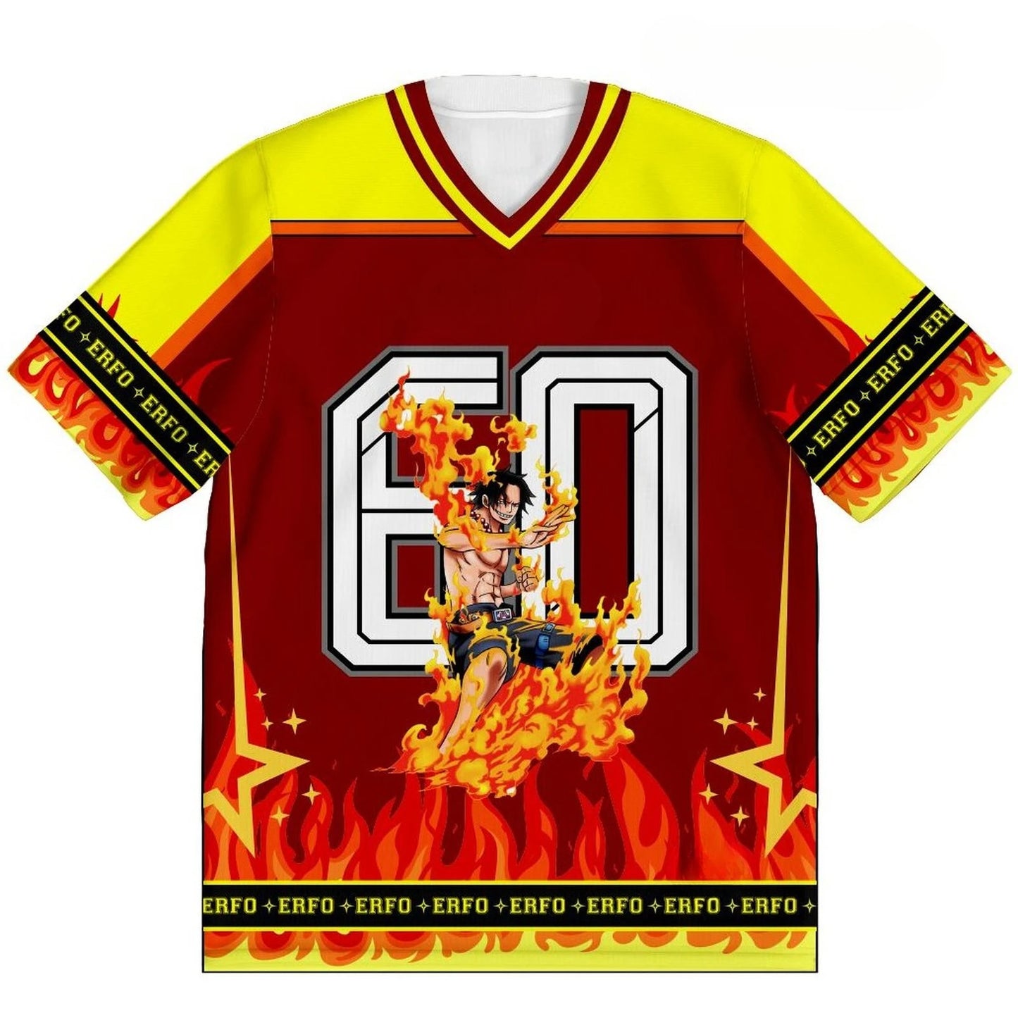 60 Jersey One Piece Fire Fist Portgas D. Ace Anime Kpop Baseball Hockey T-shirt Fashion Streetwear Anime Daily Unisex Tops Tees