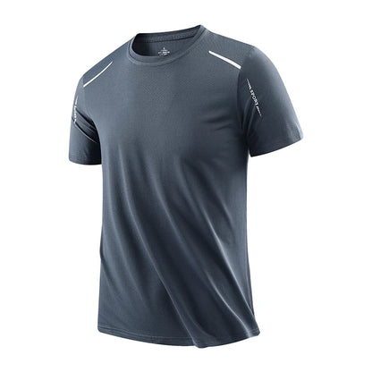 Chrlck Men’s Quick Dry Running T-Shirt Breathable Soft Elastic Outdoor Sports Tee for Hiking Fishing Summer - Gray