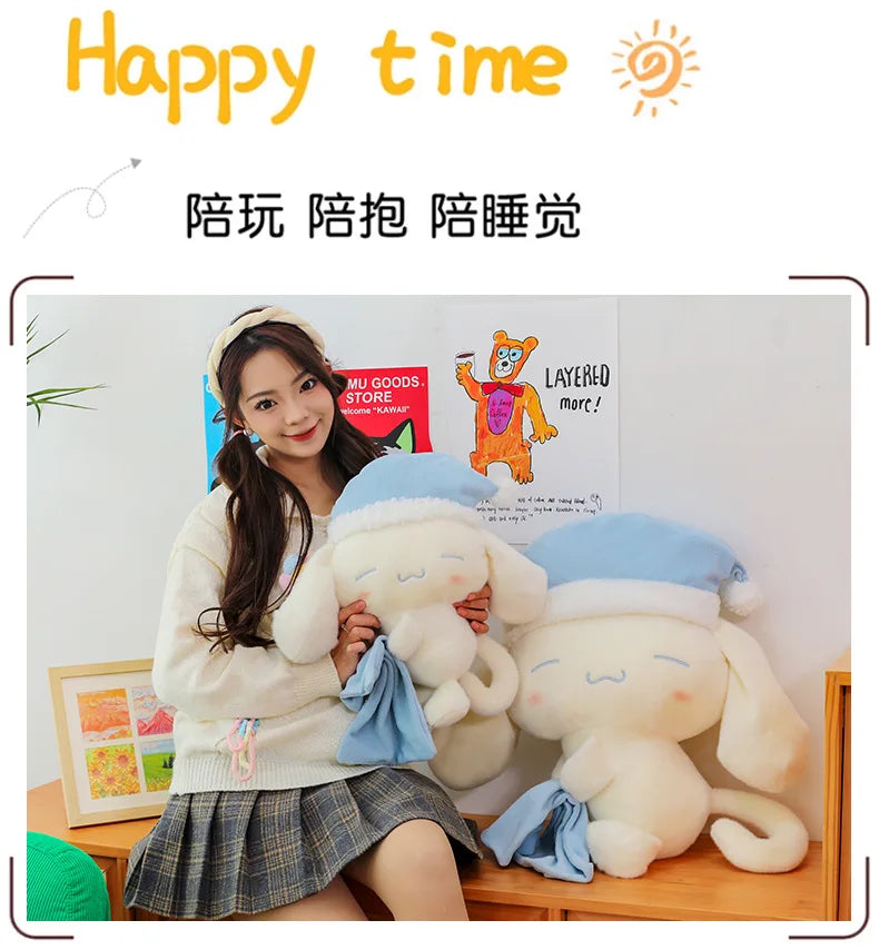 50CM Sanrio Sleeping Cartoon Anime Cinnamoroll Plushies Stuffed Animal Home Decoration Peluche Sleeping Pillow Holiday Gifts