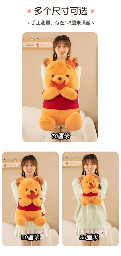 70cm Big Size Disney Pooh Bear Maple Leaf Anime Plush Stuffed Doll Room Plushies Pillow Cute Ornaments Children's Holiday Gifts