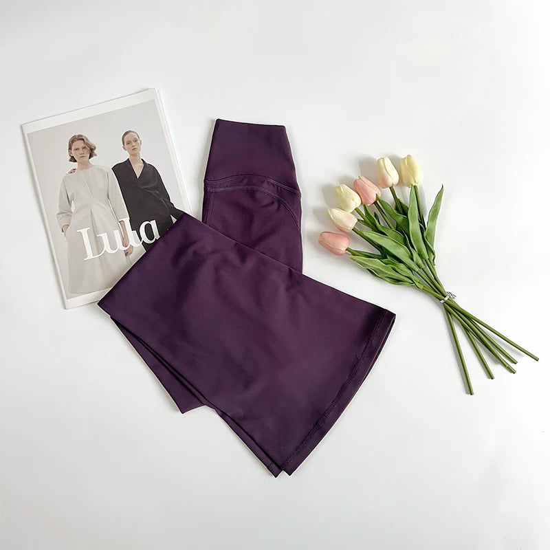 The Codex Women’s High-Waisted Flared Yoga Pants Comfortable Pilates Running Leggings Stylish Gym Trousers - Purple / XL