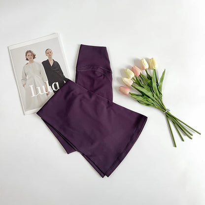 The Codex Women’s High-Waisted Flared Yoga Pants Comfortable Pilates Running Leggings Stylish Gym Trousers - Purple / XL