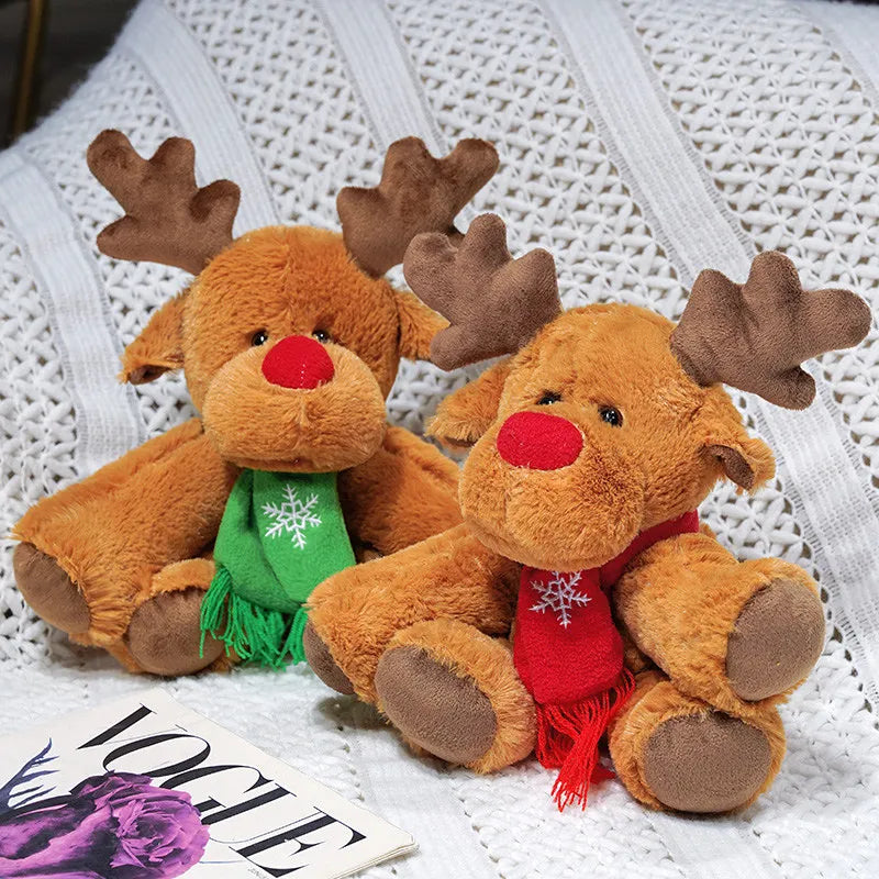 30CM Christmas Reindeer Scarf Plush Stuffed Doll Toy Home Sofa Decoration Gifts For Children New Year Decor Christmas Festive