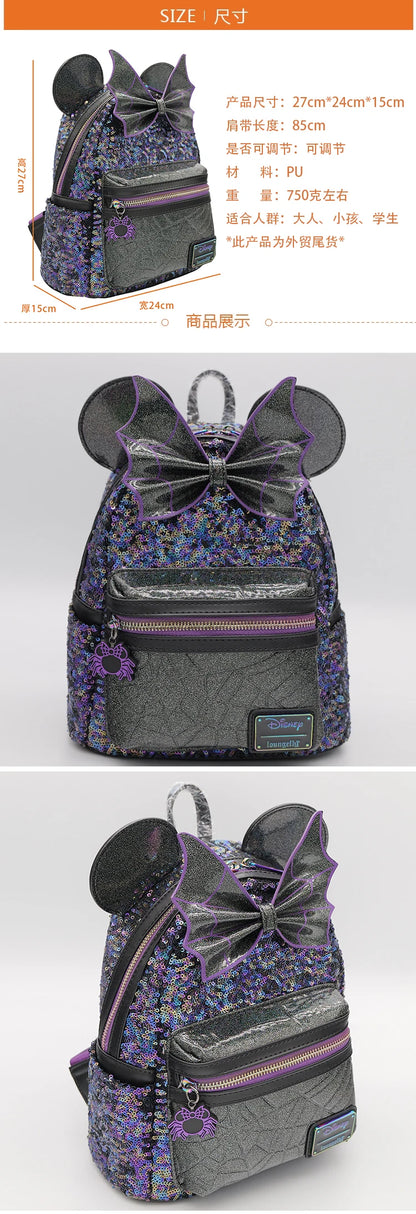 Disney Minnie Backpack Large Capacity Lightweight Student Schoolbag Cartoon Creative Versatile Backpack Travel Bag Birthday Gift