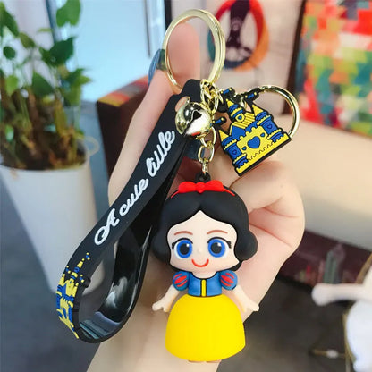 Anime Disney Cartoon Gummed Girl Mermaid Princess Keychain Cute Snow White Alice Keyring Bag Accessories Gift Keychain Wholesale