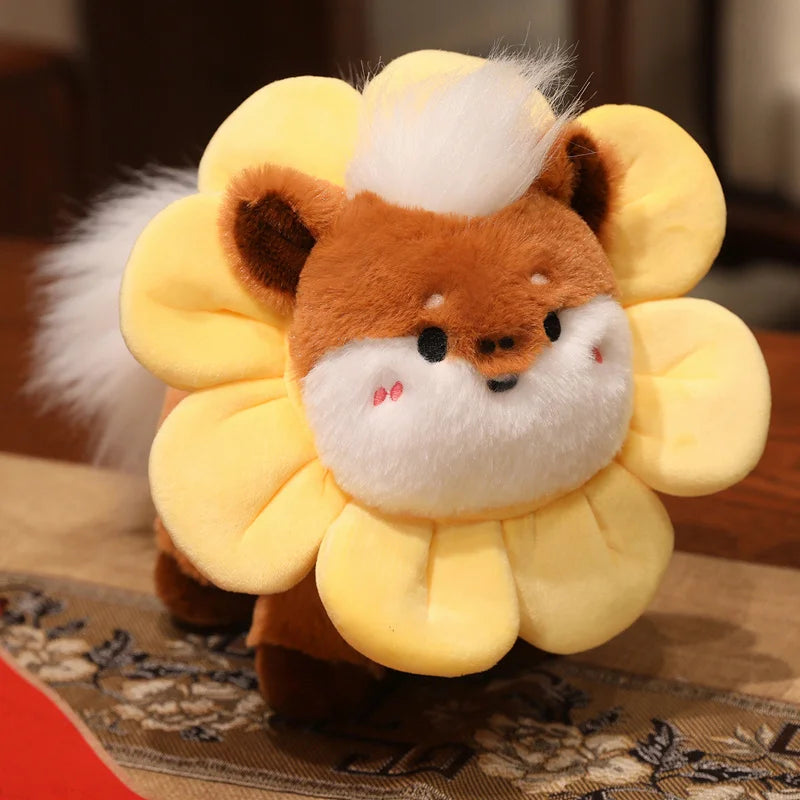22cm Cartoon Cute Horse Plush Toy Sunflower Lion Dance Decorative Pony Plushies Soft Doll Kawaii Lunar New Year Gift
