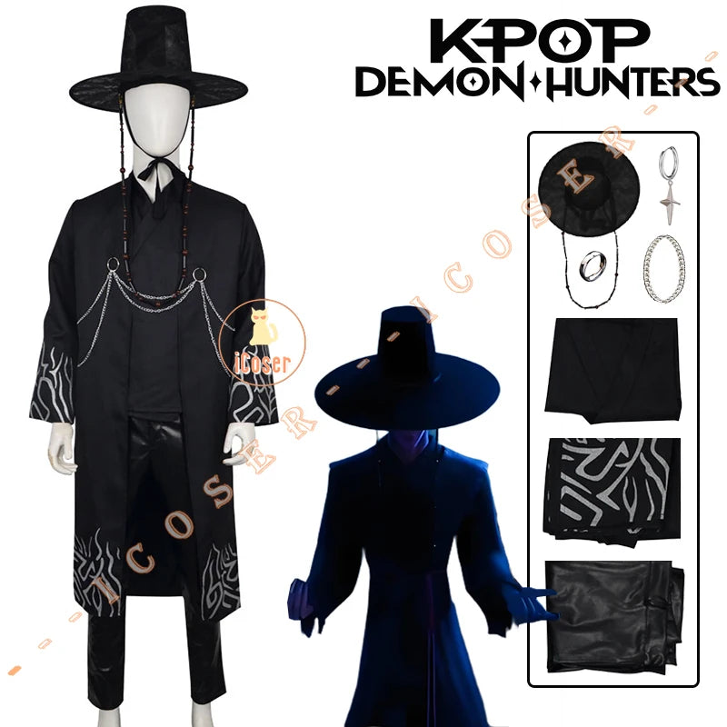 Anime KPop Demon Hunters Jinu Saja Cosplay Costume Saja Boys Black Stage Performance Outfit Baby Saja Halloween Party Women Men