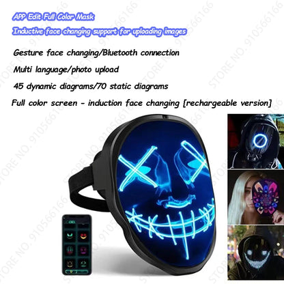 Cyberpunk App Mask Light Up Rolling Subtitles Screen Mask Cos Mech Technology Sense Mobile Phone Control Helmet Role Play