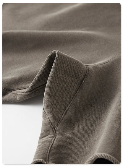 ZODF New Summer Men Retro Washed Shorts Unisex Drawstring Loose Edge 420gsm Solid Knee Length Cotton Pants Streetwears HY0589