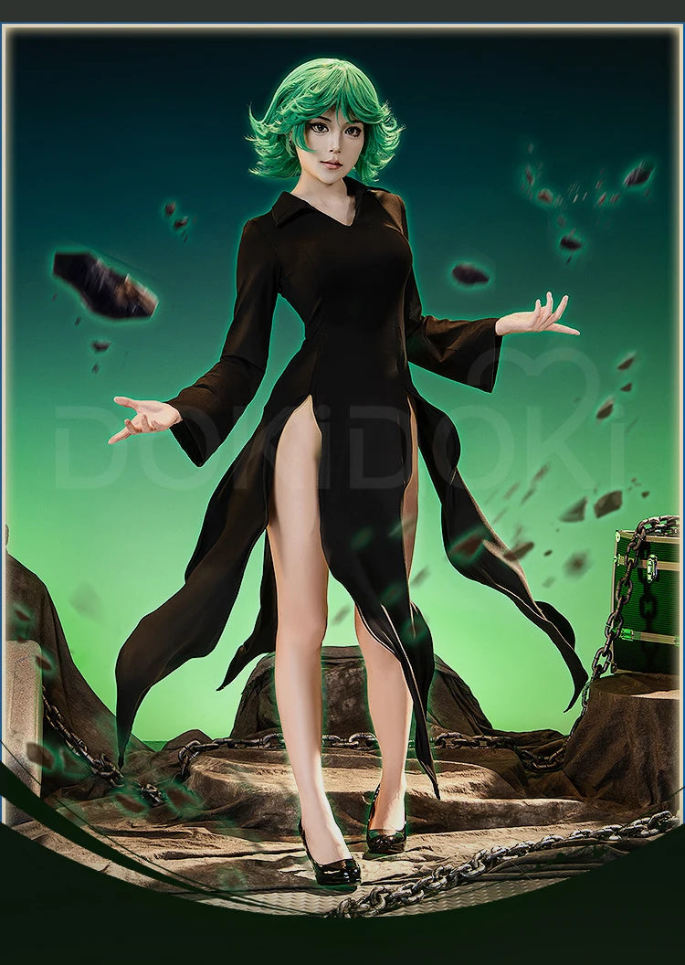 IN STOCK Terrible Tornado Tatsumaki Cosplay Costume Anime DokiDoki-R Women Halloween Cosplay Sexy Dress Plus Size