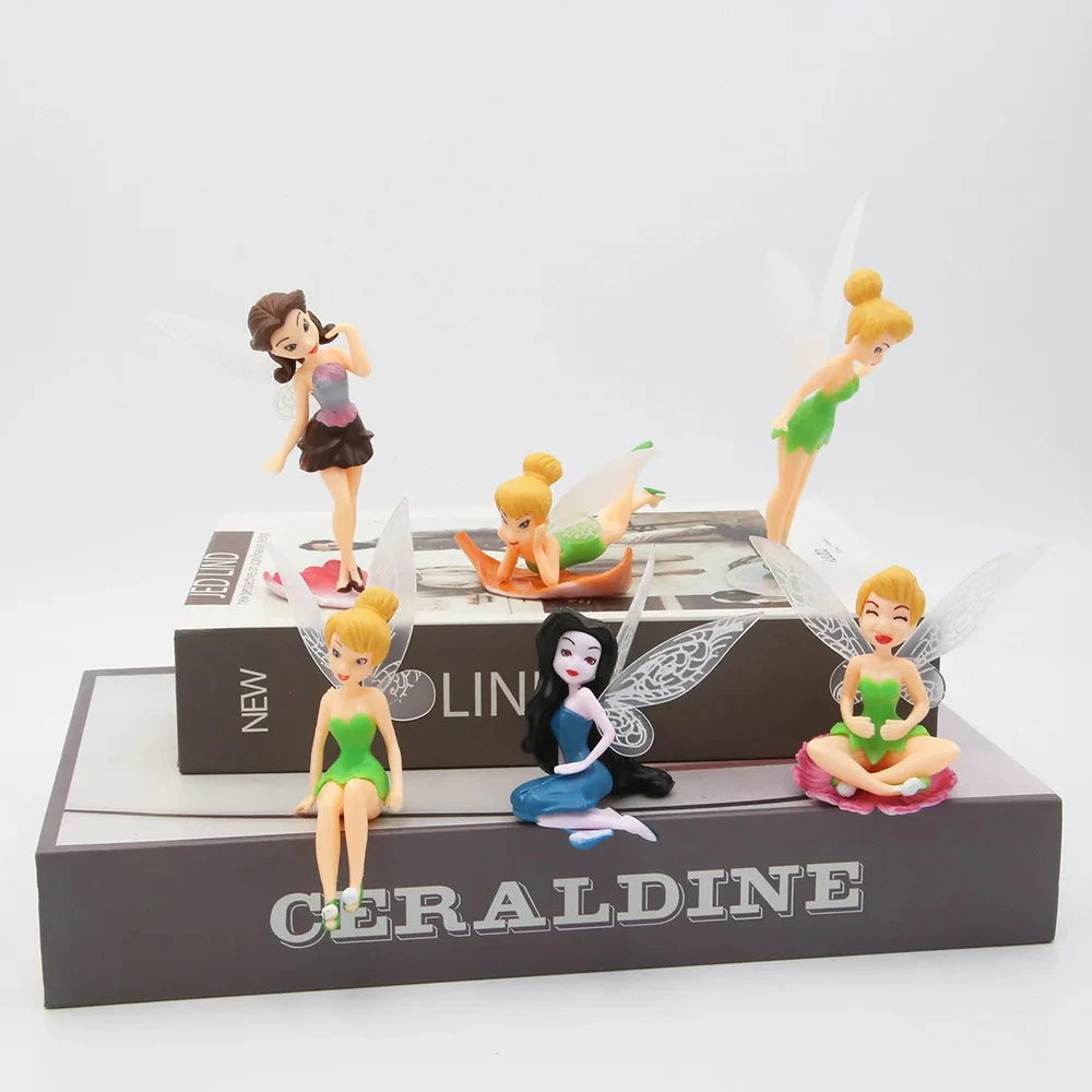 6pcs/set Anime Tinkerbell Fairy Tales Girls Tinker Bell PVC Action Figures Toys