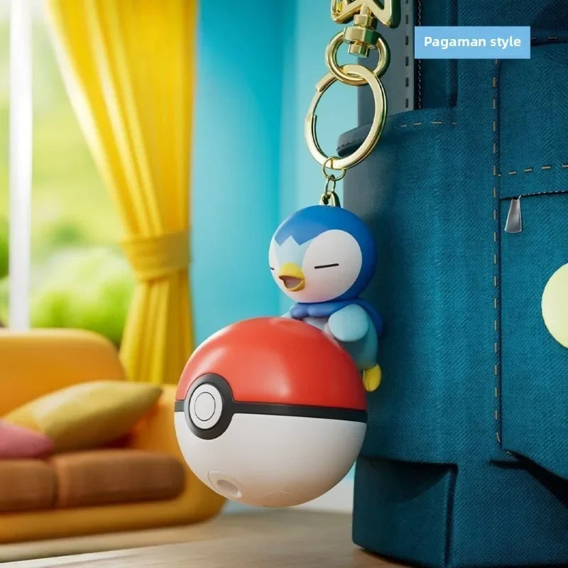 Pikachu Keychain with Light 7cm Cartoon Anime Doll Keyring Bag Decoration Jewelry Pendant for Kids - Piplup