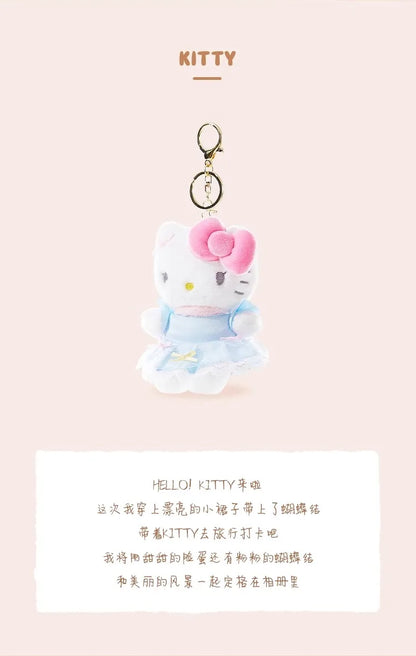 Genuine Sanrio Hello Kitty Cute Girl Keychain Car School bag Pendant Kids Plush Toys Keyring Plushier Birthday Christmas Gift