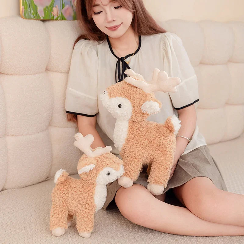 25/35cm Cute Deer Plush Toy Soft Stuffed Animal Doll Lovely Reindeer Plushies Appease Doll Birthday Gifts Girl Boy Home Decor