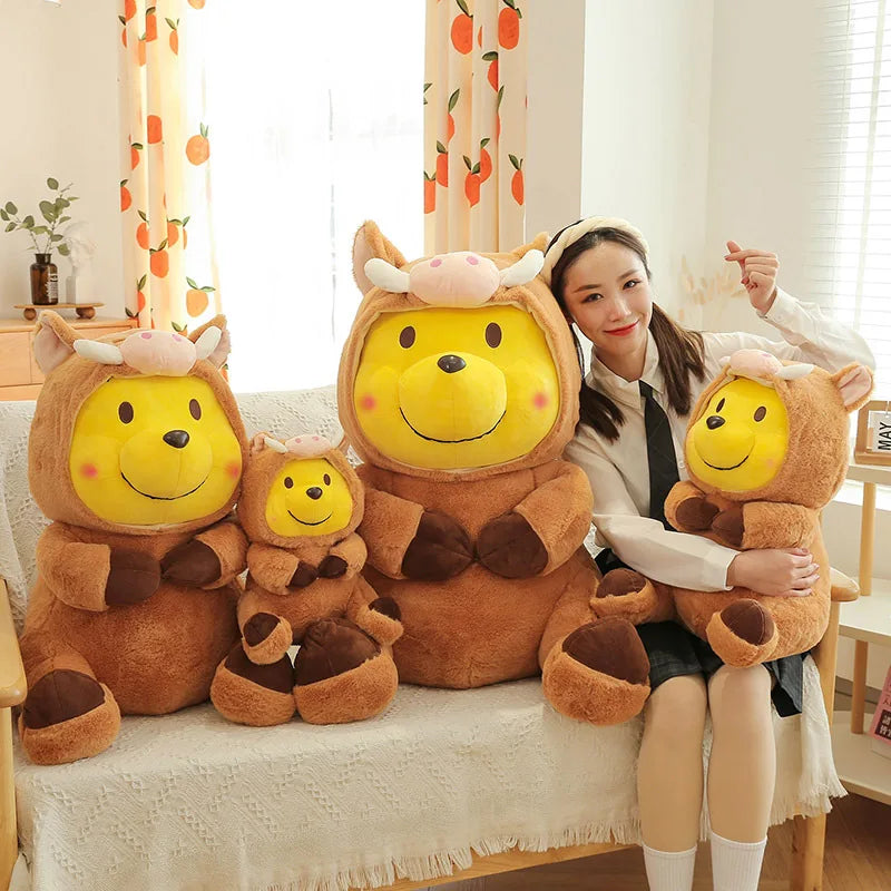 Disney 35-65cm Large-sized Winnie The Pooh Plush Toy with A Removable Hat A Cuddly Doll for Sleeping and Hugging Festival Gifts