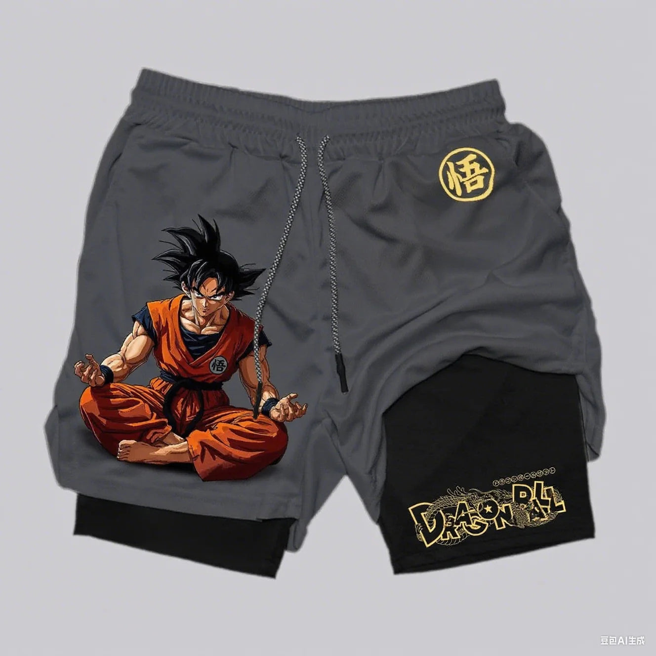 Dragon Ball Goku Anime Gym Shorts Men Double-layer 2-in-1 Sports Pants New Summer Japanese Cartoon Print Beach Pants Streetwear