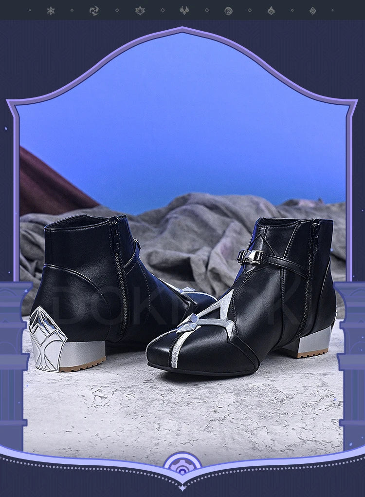 Flins Durin Cosplay Shoes Game Genshin Impact DokiDoki-SR Men Short Long Black Boots Kyryll Chudomirovich Halloween Cosplay