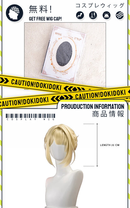 IN STOCK Evelyn Wig Game Zenless Zone Zero DokiDoki ZZZ Women 35cm Golden Hair Evelyn Cosplay Free Wig Cap