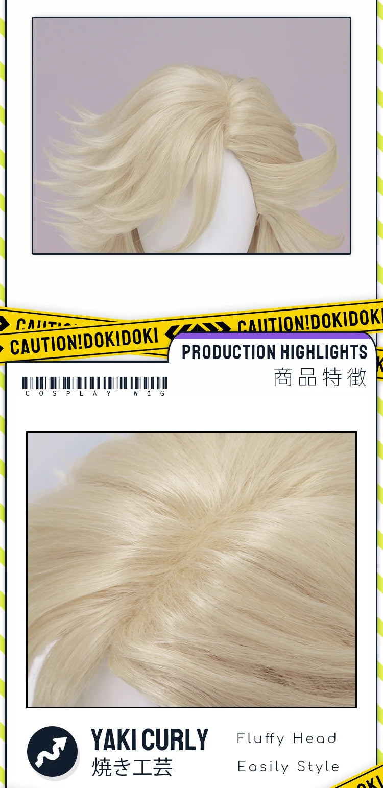 Doumaa Cosplay Wig Anime DokiDoki Men Golden 100cm Long Hair Doumaa Cosplay Heat Resistant Wig Free Cap