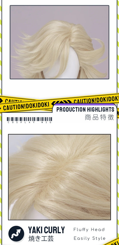 Doumaa Cosplay Wig Anime DokiDoki Men Golden 100cm Long Hair Doumaa Cosplay Heat Resistant Wig Free Cap