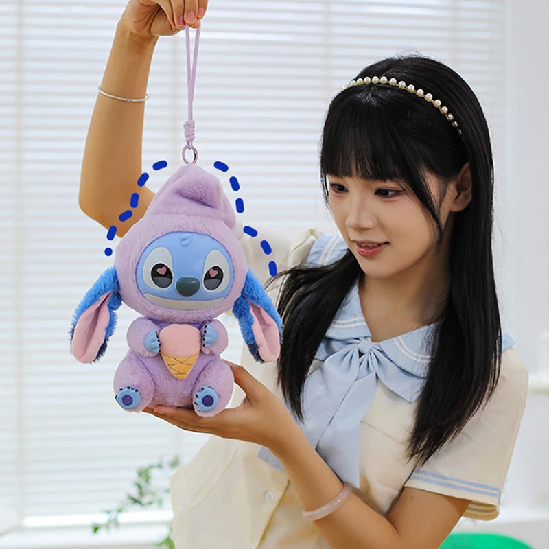 25cm Disney Lilo and Stitch Plush Toy Cartoon Anime Stuffed Kawaii Stich Key Chain Pendant Doll Plushie Kids Birthday Xmas Gifts