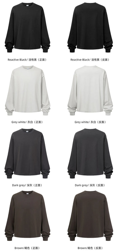 ZODF Trendy Autumn Full Sleeve 245gsm T-Shirts For Men Unisex Loose Solid Quick Dry Antibacterial T Shirt Brand Tees HY1162