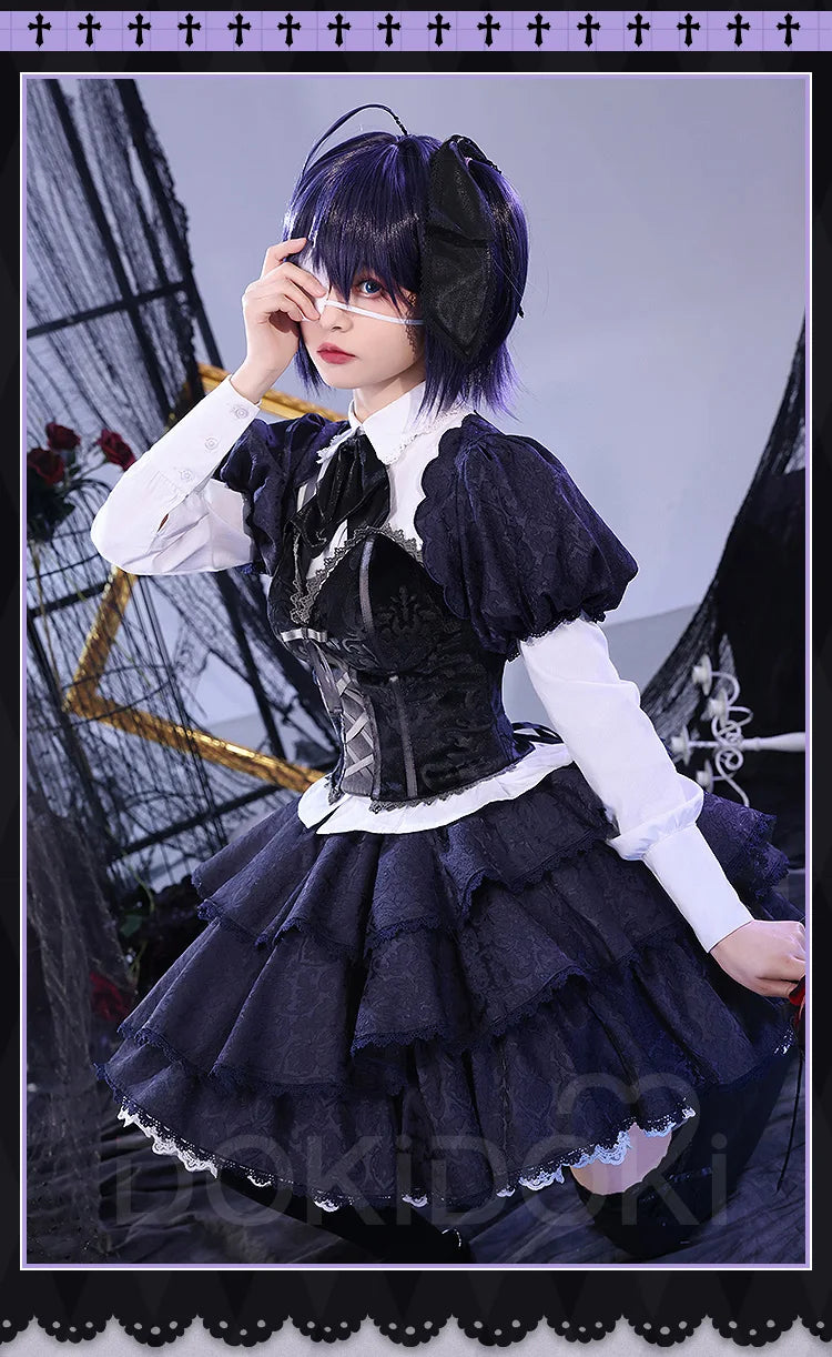 IN STOCK Takanashi Rikka Cosplay Costume Anime Love, Chunibyo & Other Delusions DokiDoki-SR Rikka Lolita Dress Gothic Costume