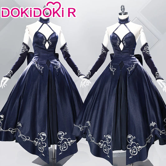 Saber Artoria Pendragon Cosplay Costume Game Fate/stay Night DokiDoki-R Women Black Saber Dress