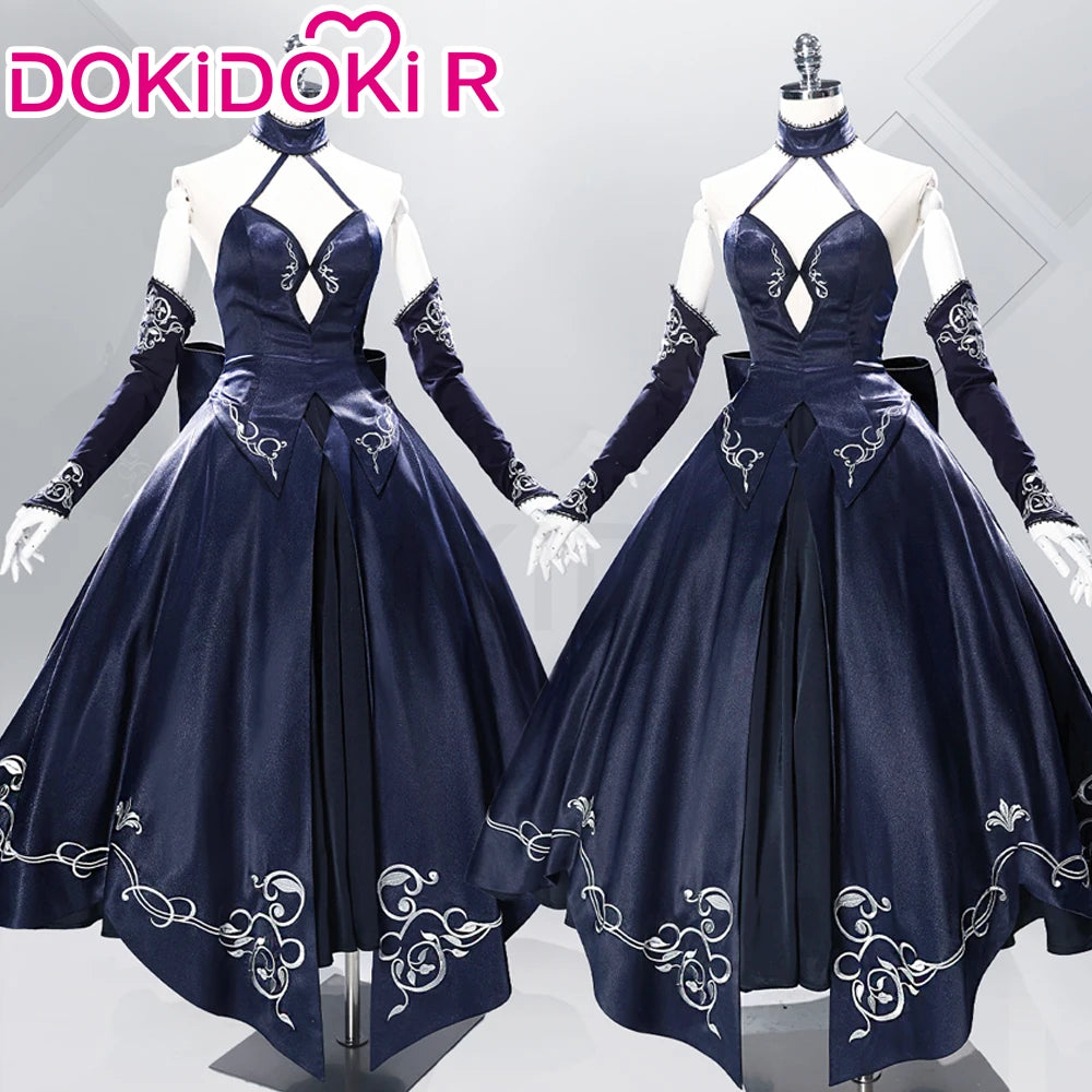 Saber Artoria Pendragon Cosplay Costume Game Fate/stay Night DokiDoki-R Women Black Saber Dress
