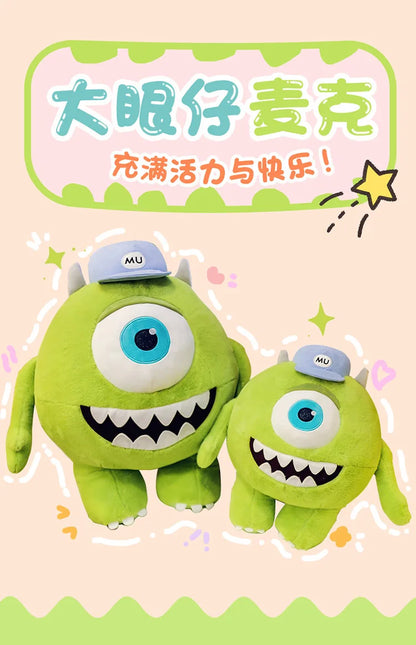 40/60CM Big Size Mike Wazowski Disney Anime Plush Stuffed Doll Kawaii Room Decoration Plushies Pillow Ornaments Holiday Gifts