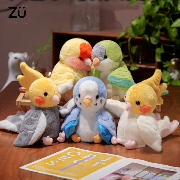 Kawaii Bird Hand Puppet Soft Plush Parrot Cockatiel Budgie Cute Animal Plushies Parent-Child Interactive Toy