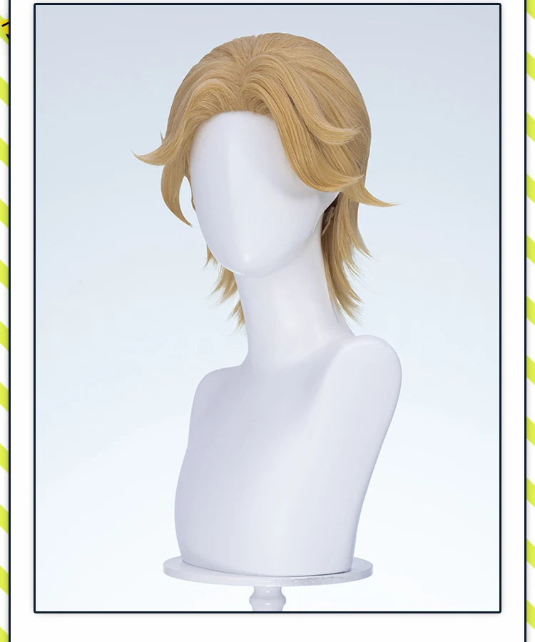 IN STOCK Jimmy Curly Wig Game Mouthwashing Cosplay DokiDoki Men 35cm Short Hair Jimmy Cosplay Free Wig Cap