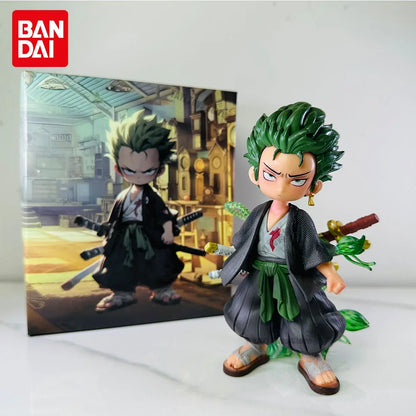 New One Piece Anime Figure Q-version Roronoa Zoro Model Ornaments Action Figures Collection Model Doll Toy Kid Gift