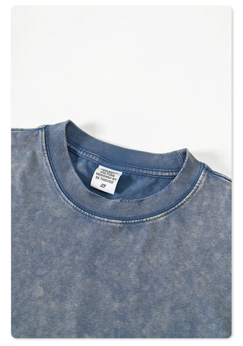 ZODF Vintage 2024 Summer Men Washed Solid 230gsm T-Shirts Unisex Ripped Breathable Quick Dry Cooling Feeling T Shirt Tees HY0801