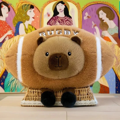Creative Rugby Capybara Doll Cute Panda Plush Toys Pillow Capibara Seat Cushion Girls Children Birthday Gift Soft Stuffed Animal