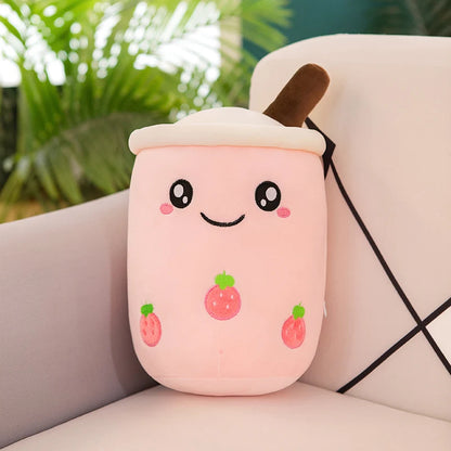 Bubble Tea Boba Plushie Kawaii Room Decor Plush Toy Stuffed Ice Cream Food Milk Tea Soft Hug Cushion Birthday Gift for Kids