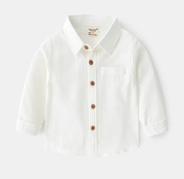 Cute Yellow Shirts for Boys Girls Clothes Cotton Long Sleeve Toddler Children Shirts Collar Korean Kids Shirt Baby Bottom Shirt