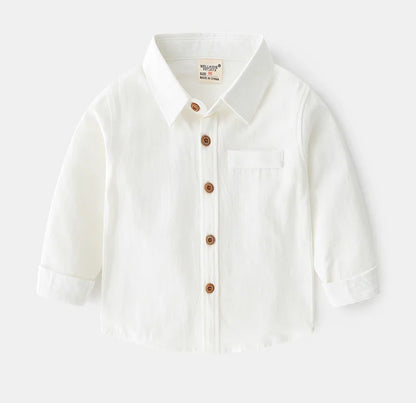 Cute Yellow Shirts for Boys Girls Clothes Cotton Long Sleeve Toddler Children Shirts Collar Korean Kids Shirt Baby Bottom Shirt