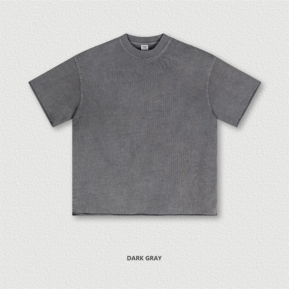 ZODF Retro 2024 Summer Men Washed Cotton T-Shirts  Unisex Women 310gsm Distressed Hem Loose Edge T Shirt Brand Tees HY0808