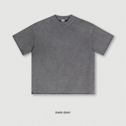 ZODF Retro 2024 Summer Men Washed Cotton T-Shirts  Unisex Women 310gsm Distressed Hem Loose Edge T Shirt Brand Tees HY0808