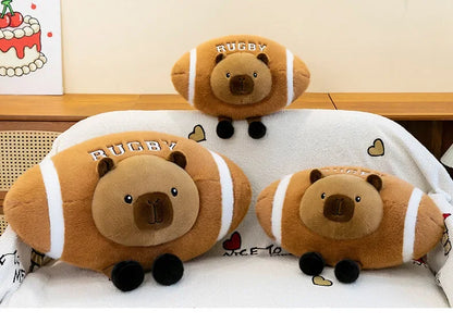 Creative Rugby Capybara Doll Cute Panda Plush Toys Pillow Capibara Seat Cushion Girls Children Birthday Gift Soft Stuffed Animal